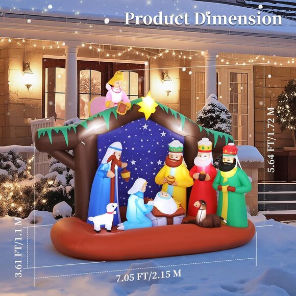 🆕7FT Christmas Inflatable Nativity Scene LED Light Yard Outdoor Decorations - Picture 3 of 14